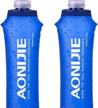 AONIJIE 2 Pcs Sports Collapsible Water Bottle BPA Free - TPU Soft Drink Water Kettle Foldable Flask for Hiking Bicycling Running Climbing