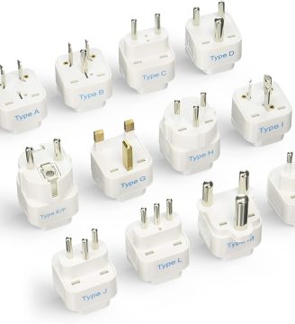 Ceptics Travel Adapter with Types A-M Plugs, Travel Plug Adapter Set Compatible with Power Sockets in All Continents, Compact World International Plug Adaptor Kit, Set of 12,GP-12PK