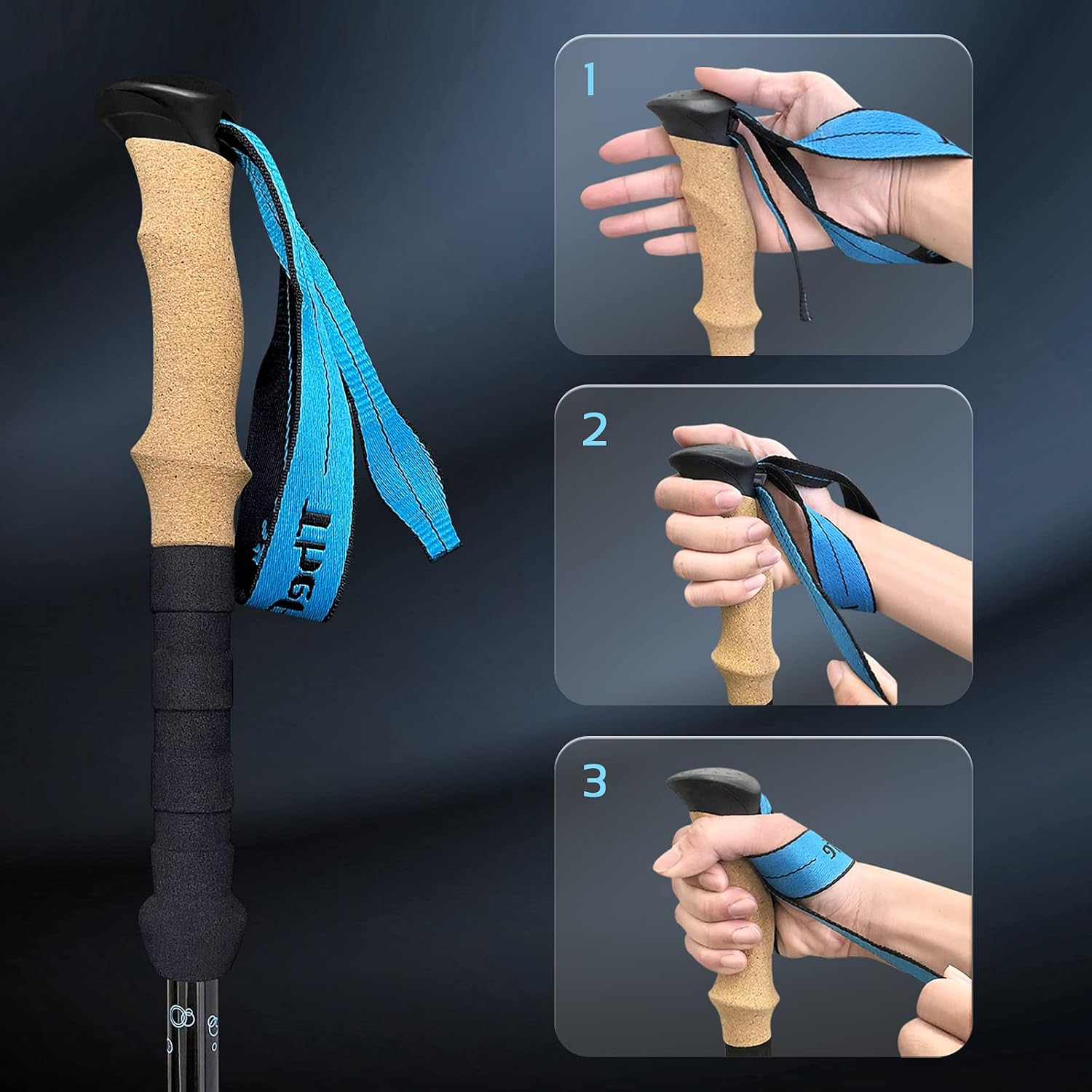 TheFitLife Carbon Fiber Trekking Poles – Collapsible and Telescopic Walking Sticks with Natural Cork Handle and Extended EVA Grips, Ultralight Nordic Hiking Poles for Backpacking Camping - Image 6