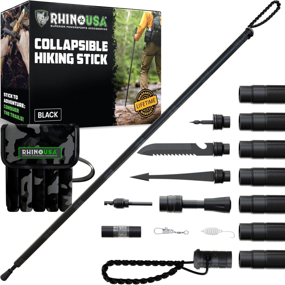 Title: Rhino USA Tactical Hiking Stick with Integrated Survival Kit – Essential Camping Gear for Hiking & Trekking – Durable Tactical Gear for Outdoor Adventures
