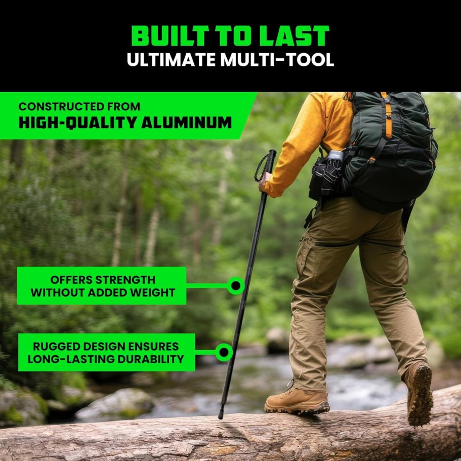 Title: Rhino USA Tactical Hiking Stick with Integrated Survival Kit – Essential Camping Gear for Hiking & Trekking – Durable Tactical Gear for Outdoor Adventures - Image 3