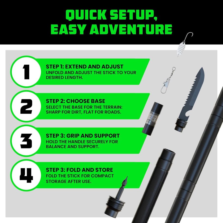 Title: Rhino USA Tactical Hiking Stick with Integrated Survival Kit – Essential Camping Gear for Hiking & Trekking – Durable Tactical Gear for Outdoor Adventures - Image 6