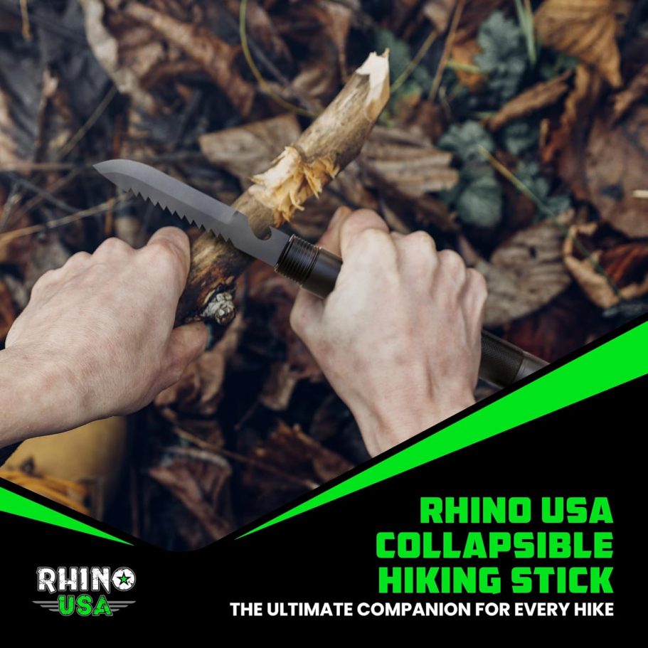 Title: Rhino USA Tactical Hiking Stick with Integrated Survival Kit – Essential Camping Gear for Hiking & Trekking – Durable Tactical Gear for Outdoor Adventures - Image 7